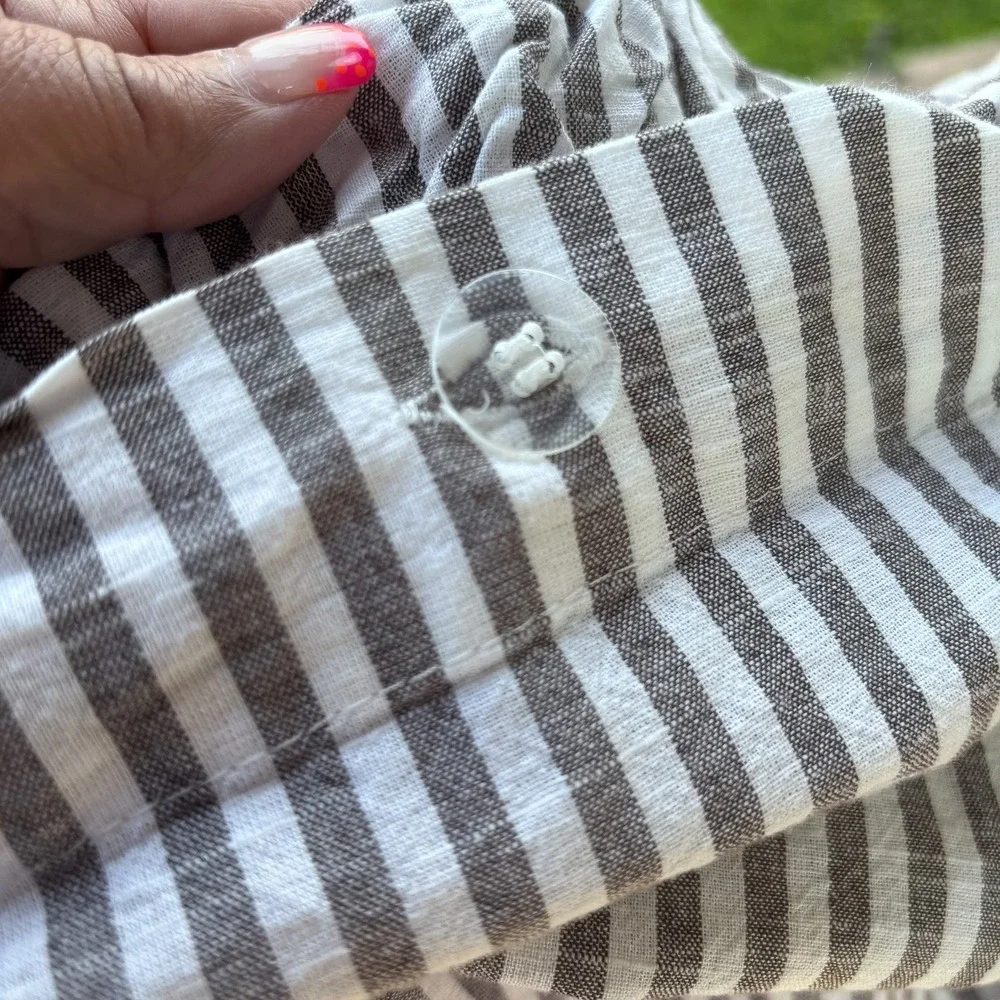 Pottery Barn Emily & Meritt Ruffle Stripe Duvet Cover Twin Gray Coastal Cotton